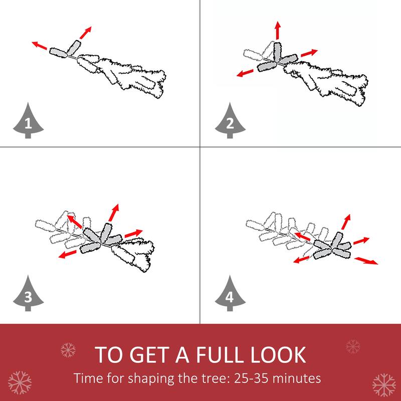 HOMCOM Unlit Snow-Dusted Tree - Realistic Branches, Pine Cones - Green