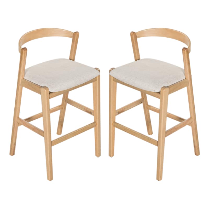 Christopher Knight Home - Ravenswood Rubber Wood Bar Stool with Fabric Upholstered Cushion（Set of 2）