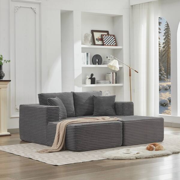 slide 2 of 6, Cloud Sectional Couch Double Chaise Lounges Grey