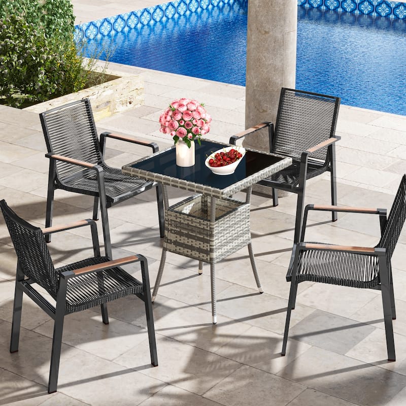 Outdoor Patio Wicker Table - 31.5" L x 31.5" W x 28.7" H