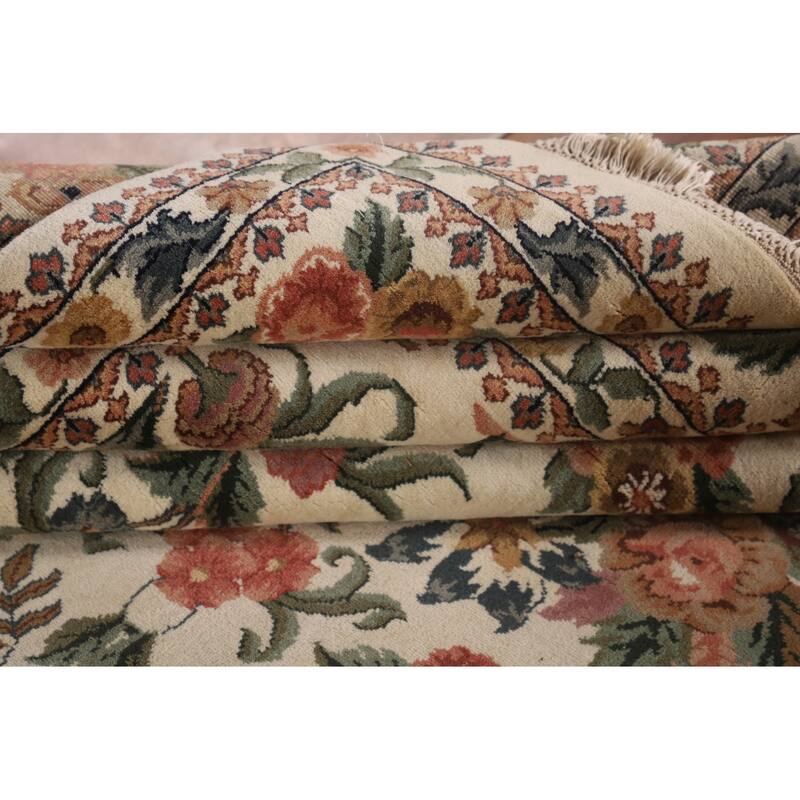 All-Over Floral Aubusson Chinese Area Rug Handmade Wool Carpet - 8'9"x 12'3"