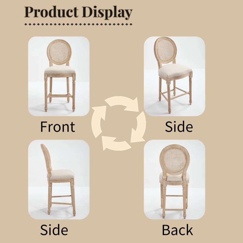 Set of 2 French Country 26" Height Bar Chairs