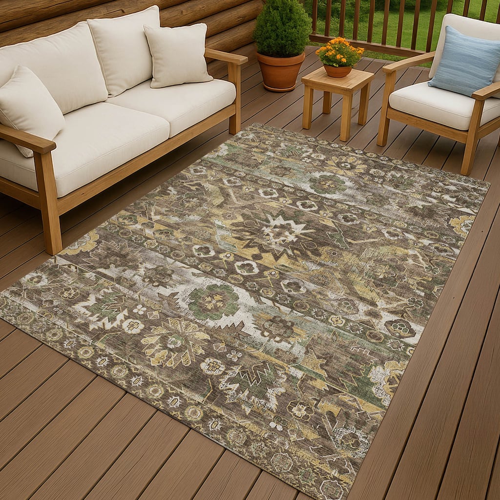 Machine Washable Indoor/ Outdoor Traditional Hudson Chantille Rug