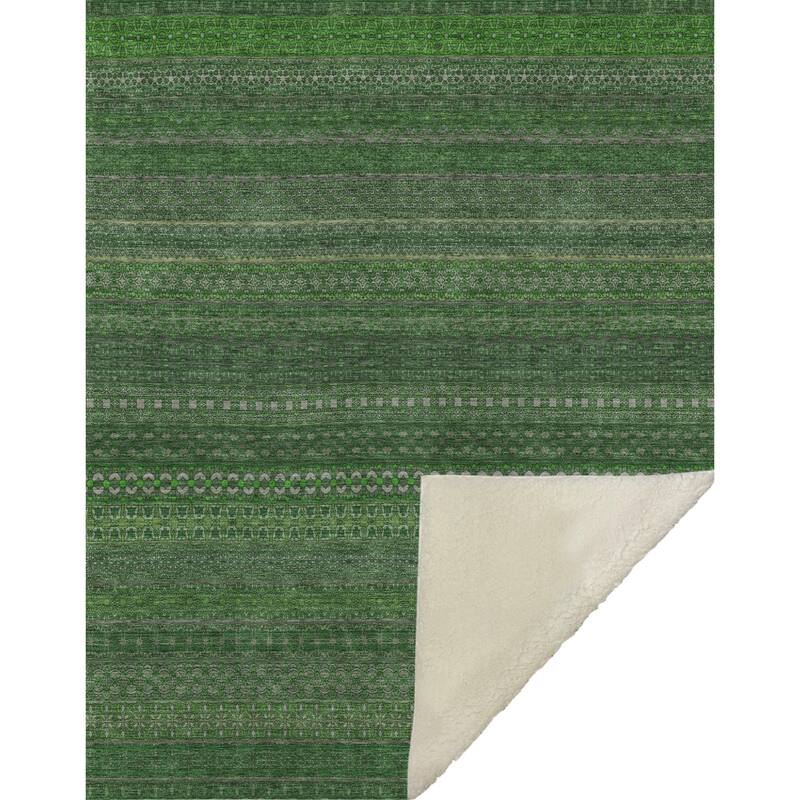 Premium Machine Washable Boho Stripes Sherpa Throw Blanket