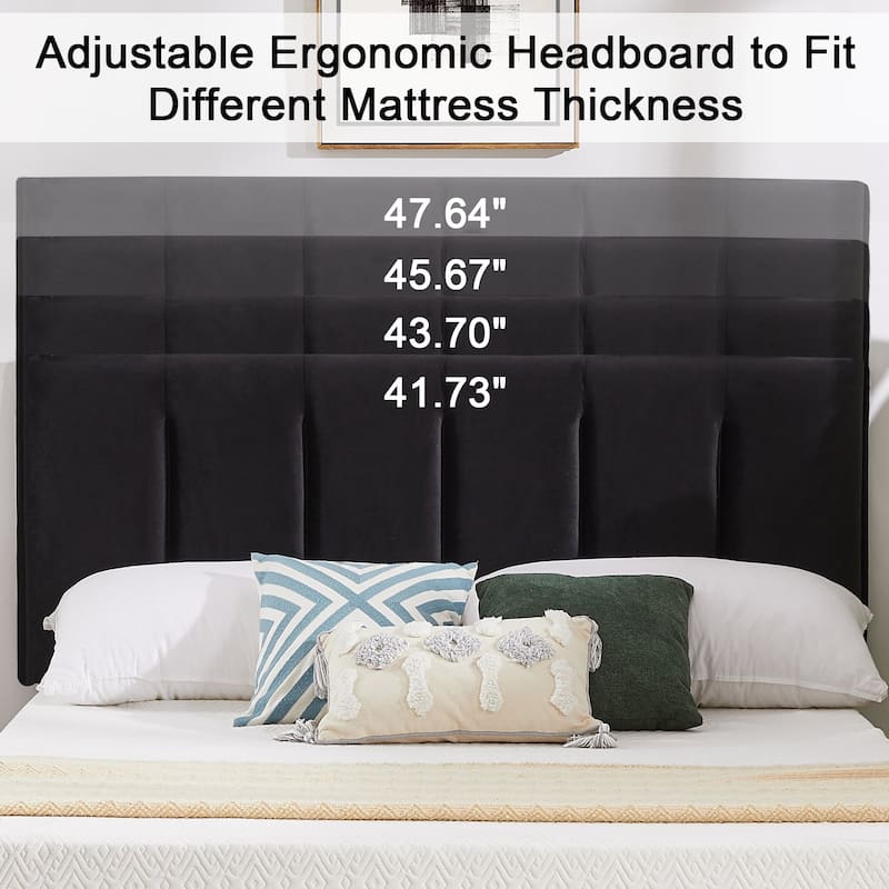 VECELO Tufted Upholstered Platform Bed Frame with Adjustable Height Headboard Twin/Full/Queen Size Beds