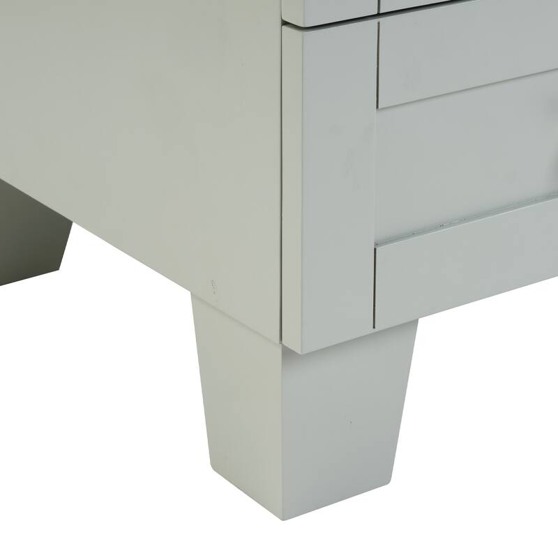 30" Blue Grey Bathroom Vanity with Ceramic Sink - Soft-Close Drawers, Solid Wood Frame, Multi-Organizer Storage