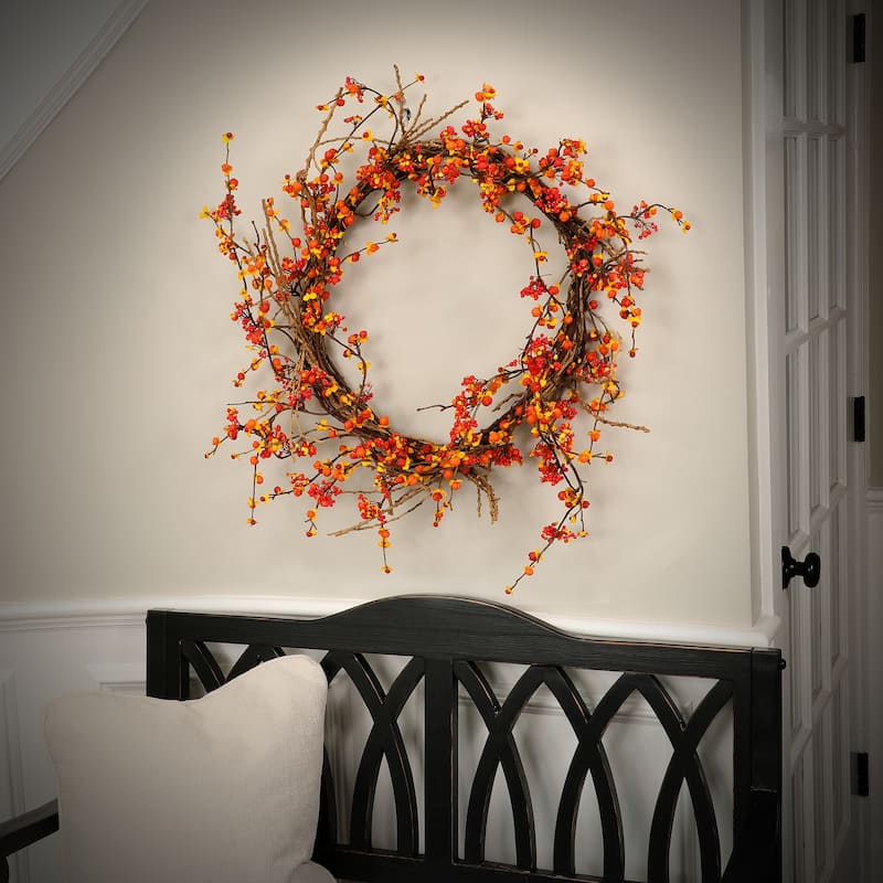 30" Wild Bittersweet Wreath - Orange - 30