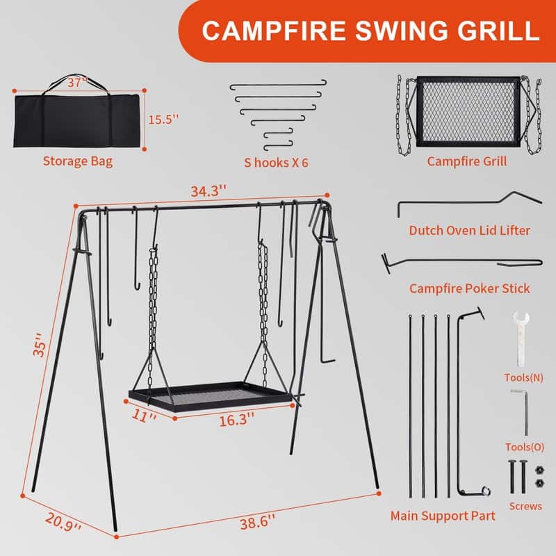 Portable Cookware Hanging Rack Outdoor Camping Bonfire - N/A