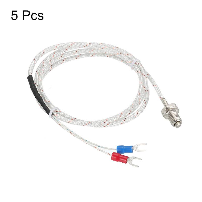 K Type Temperature Sensor 5pcs M8 Thermocouple 3.3ft 0 to 800°C(32 to 1472°F) - White