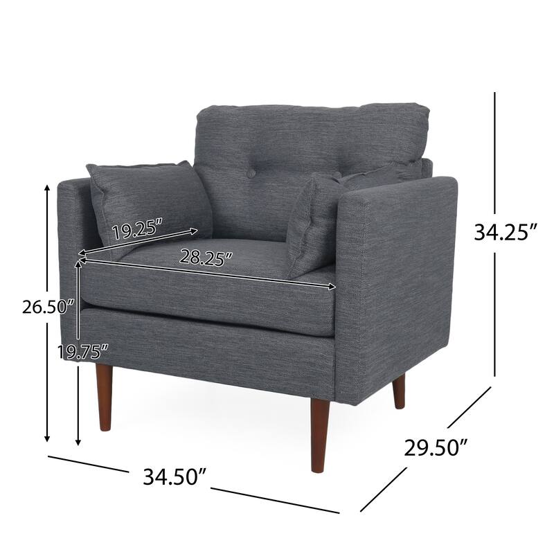 Roomfitters Modern Upholstered Accent Club Chair with Cushions, Mid-Century Supportive Lounge Seating