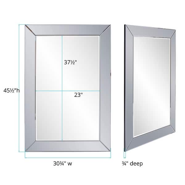 dimension image slide 0 of 2, Allan Andrews Rectangular Wall Mirror with Mirrored Smoky Gray Wood Frame - 30.3/4" x 45.1/2" x 3/4"