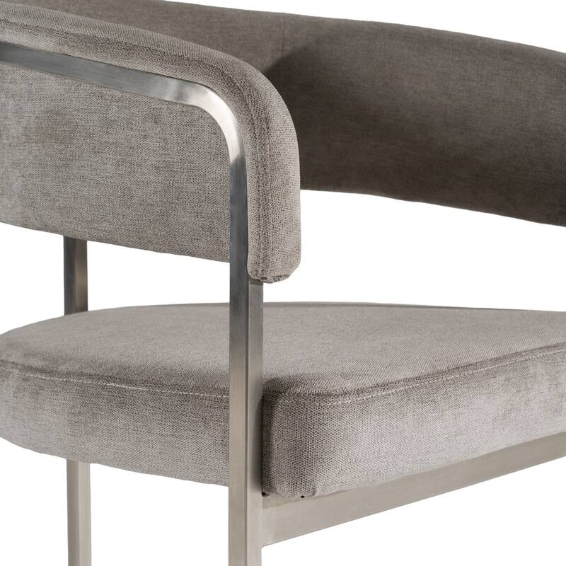 Modrest Sebastian Modern Grey Fabric & Stainless Steel Dining Chair