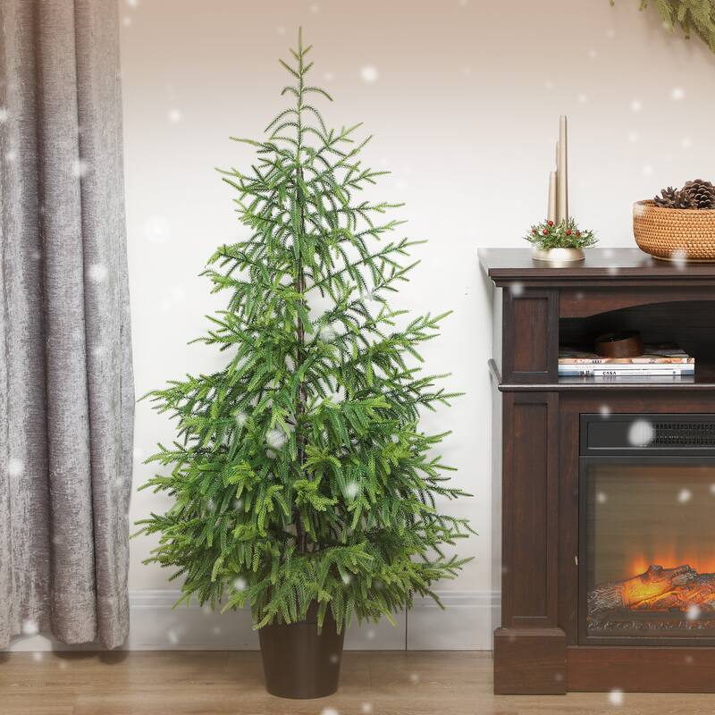 HOMCOM 2-Pack Artificial Xmas Tree: 4ft, 133 Tips, Pot Base, Easy Assembly, Green