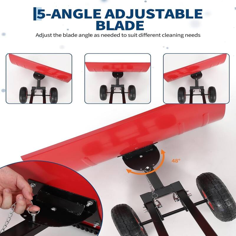 29x20 In Heavy Duty Rolling Snow Shovel With Wheels Double Armrests - 29x20 In