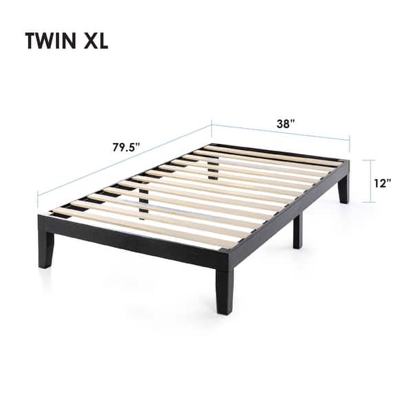 dimension image slide 28 of 34, 12" Classic Solid Wood Platform Bed Frame