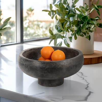 Sagebrook House Terracotta, 14" Etched Bowl On Stand, Multi, Round, 7"H, Solid Color - 14" x 14" x 7"