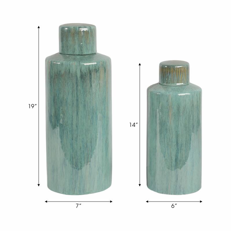 Sagebrook Home Corvallis Ceramic Canisters, Cylinder (Set Of 2)