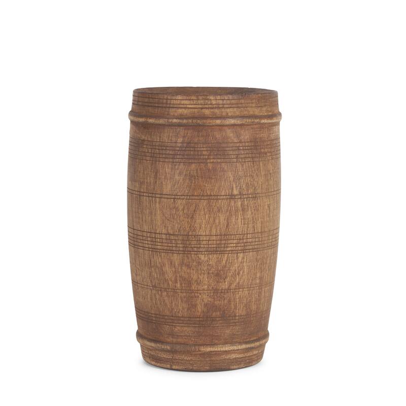 Porta Large Medium Brown Reclaimed Wooden Pot - 4.8L x 4.8W x 9.0H
