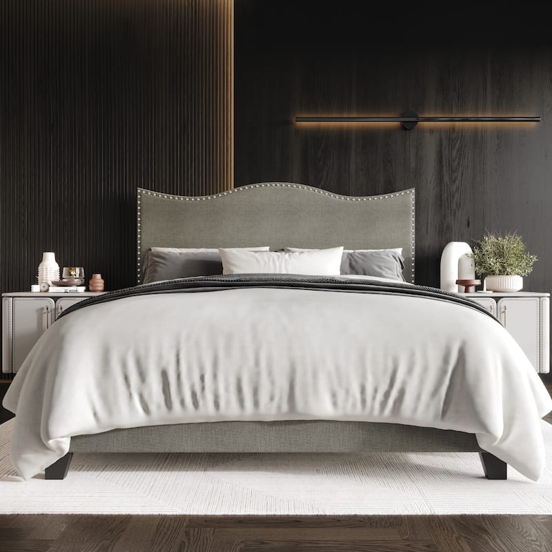 Clayfell Anderson Upholstered Panel Bed - King - Grey