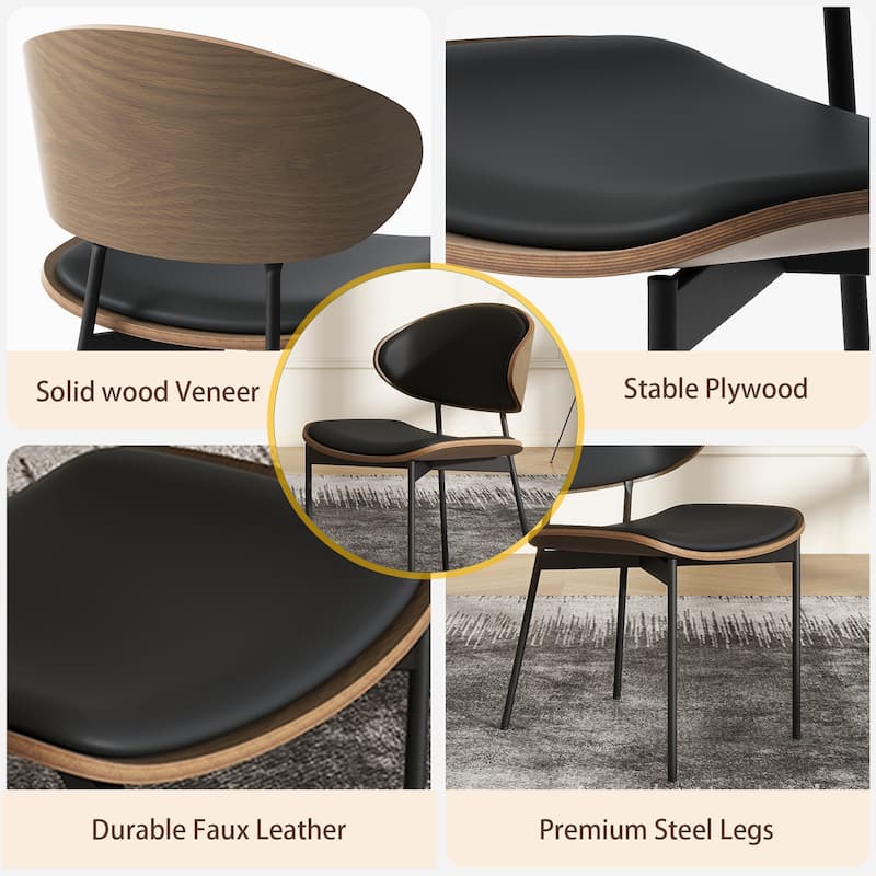 Modern Brown Not Assembled Need Dining Chairs ,curved Back Leather Kitchen Chairs for Dining Room