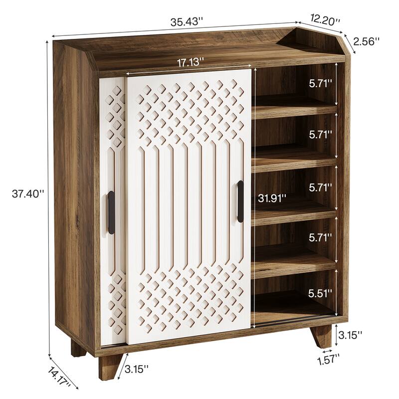 Modern Farmhouse Kitchen Sideboard Buffet Cabinet with Storage, Sliding Doors