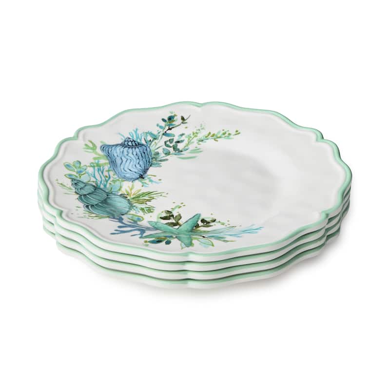 Certified International Sea Glass Melamine 9" Salad/Dessert Plates, Set of 4 - 9.00"L x 9.00"W x 0.50"H