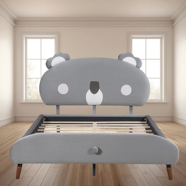 Charming Cartoon Koala-Designed Full Size Upholstered Platform Bed