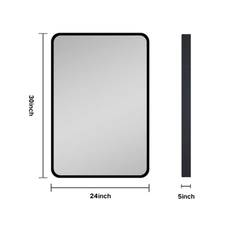 Black Framed Rectangular Medicine Cabinet with Mirror