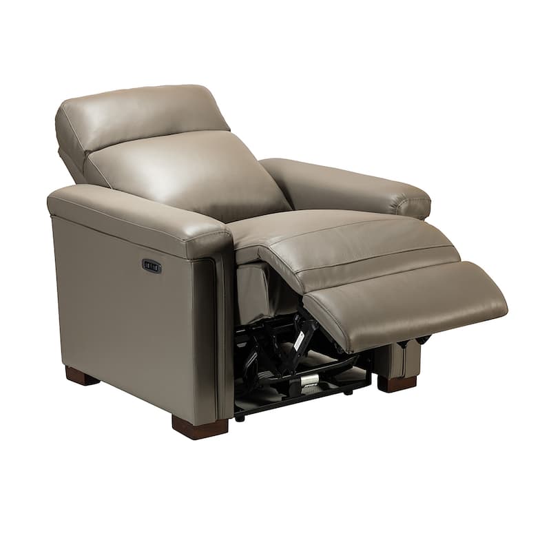 Alicia 34.65" Wide Contemporary Classic Genuine Leather Power Recliner With USB Port, Set of 2