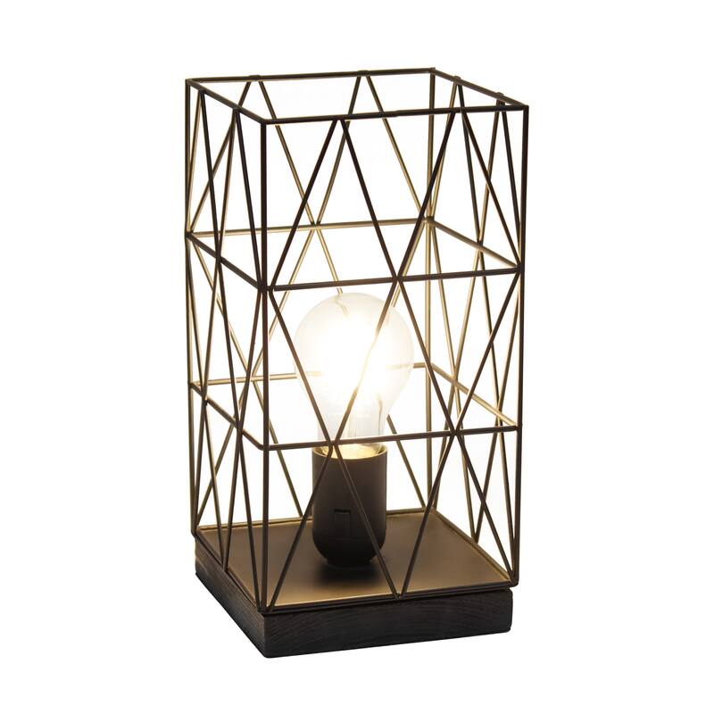 Geometric Square Metal Table Lamp - Contemporary Accent Lighting for Modern Living Room or Office