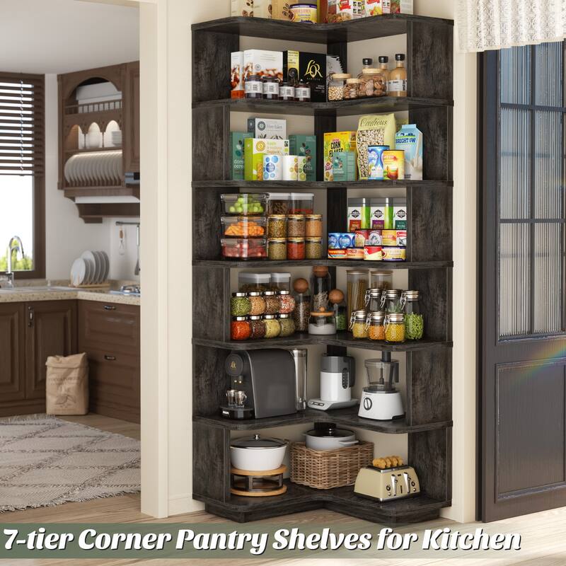 6-Tier Corner Bookcase, Freestanding Display Storage Book Shelf