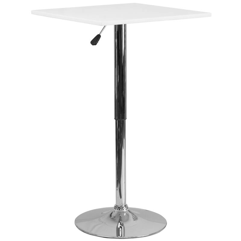 23.75" Square Adjustable White Wood Table (Adjustable Range 33" - 40.5") - 23.75"W x 23.75"D x 33" - 40.5"H
