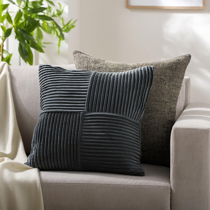 Maxence Modern & Contemporary Solid Color Throw Pillow - 18"L x 18"W - Cover Only - Medium Gray/Green