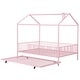 preview thumbnail 11 of 15, Contemporary Mordern Design Full Size House Platform Bed,Solid Metal Bed with Trundle,Semi-Enclosed Fence