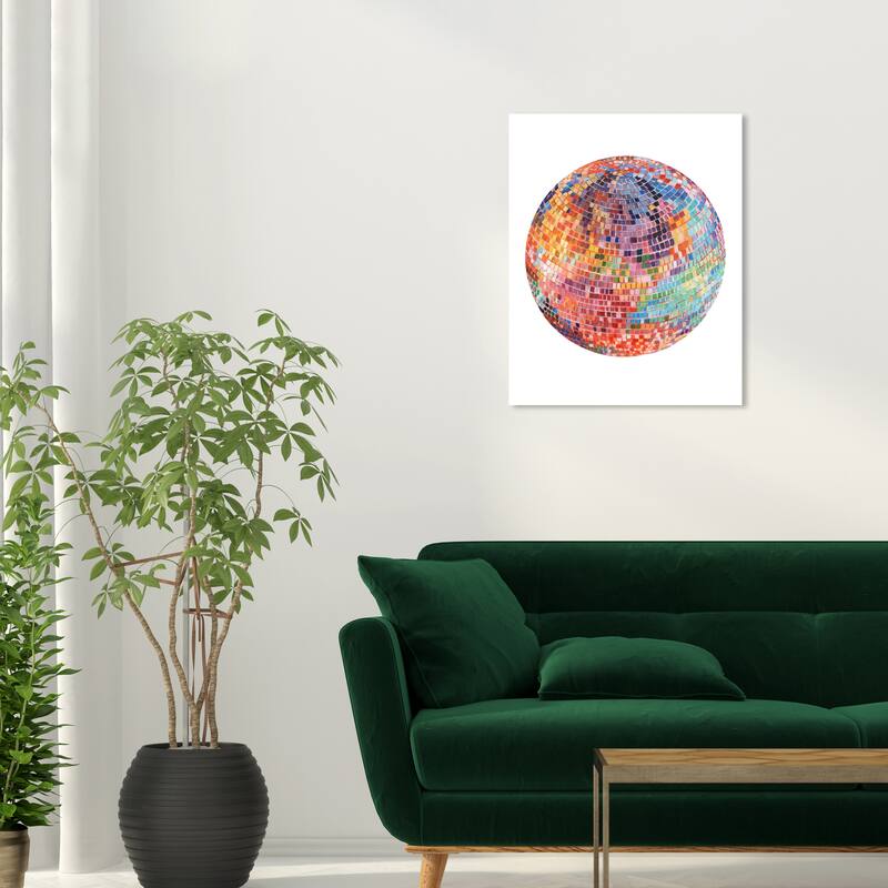 Wynwood Studio Entertainment and Hobbies Disco ball I Red and Turquoise Glam Wall Art Canvas Print - 24 x 20