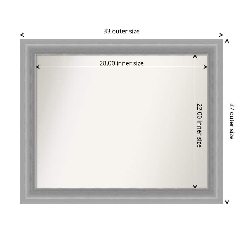 Non-Beveled Bathroom Wall Mirror - Peak Polished Nickel Narrow Frame - 33 x 27 in - Peak Polished Nickel Narrow