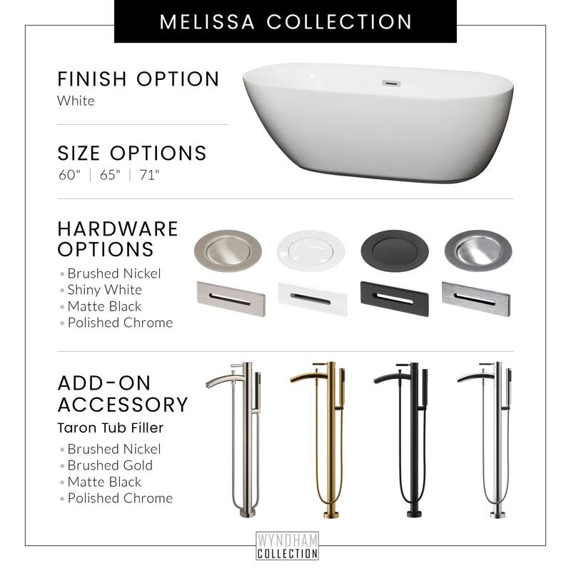Wyndham Collection Melissa 71" Free Standing Acrylic Soaking Tub with