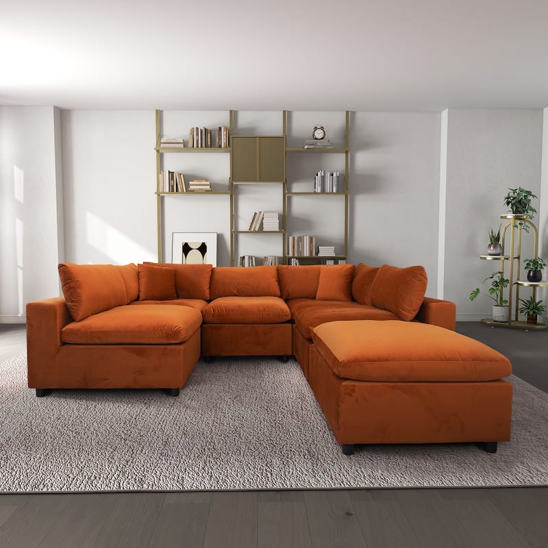 Yannie Mid-Century Modern Modular Sectional Velvet Sofa