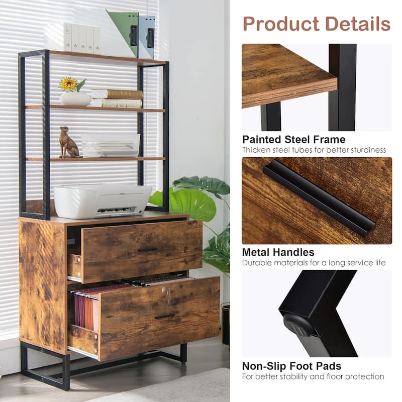 Lateral File Cabinet 4 Tier Tall Storage Bookshelf Display Shelf