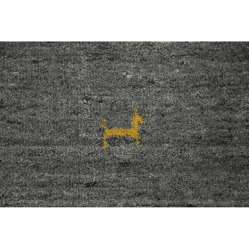 Grey Tribal Gabbeh Indian Area Rug Handmade Wool Carpet - 7'9" x 9'10"