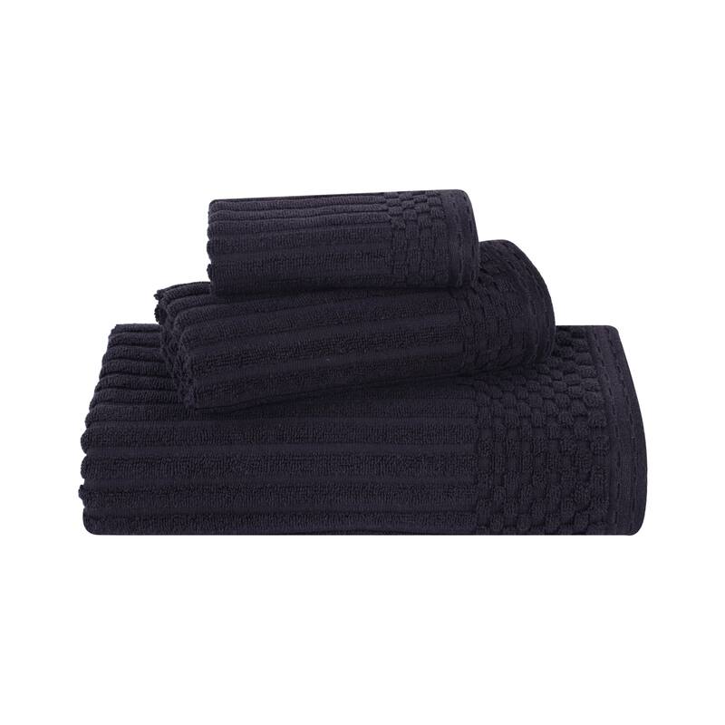 Blue Nile Mills Modern Ribbed 100% Cotton Quick-Dry 3-Piece Towel Set