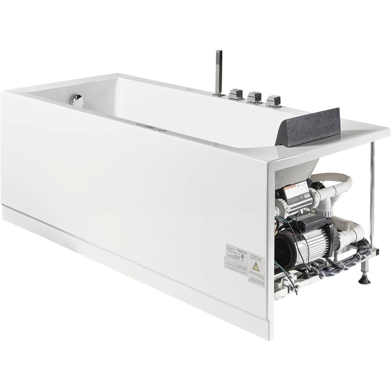 5 ft Acrylic White Rectangular Whirlpool Bathtub w Fixtures