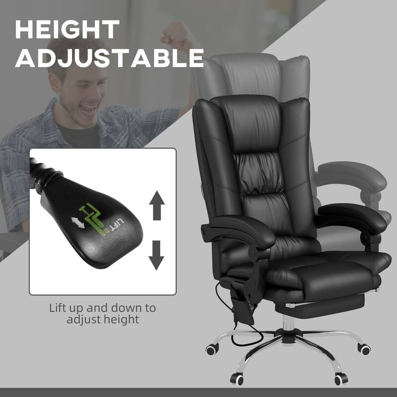 Ergonomic Executive Office Chair Massage Recliner Chair Computer Desk Chair with Lumbar Heating and Extendable Footrest