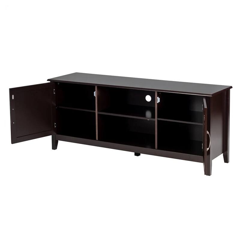 TV Stand Entertainment Center Brown TV's up to 65" W/ Storage Cabinets - 58 inches