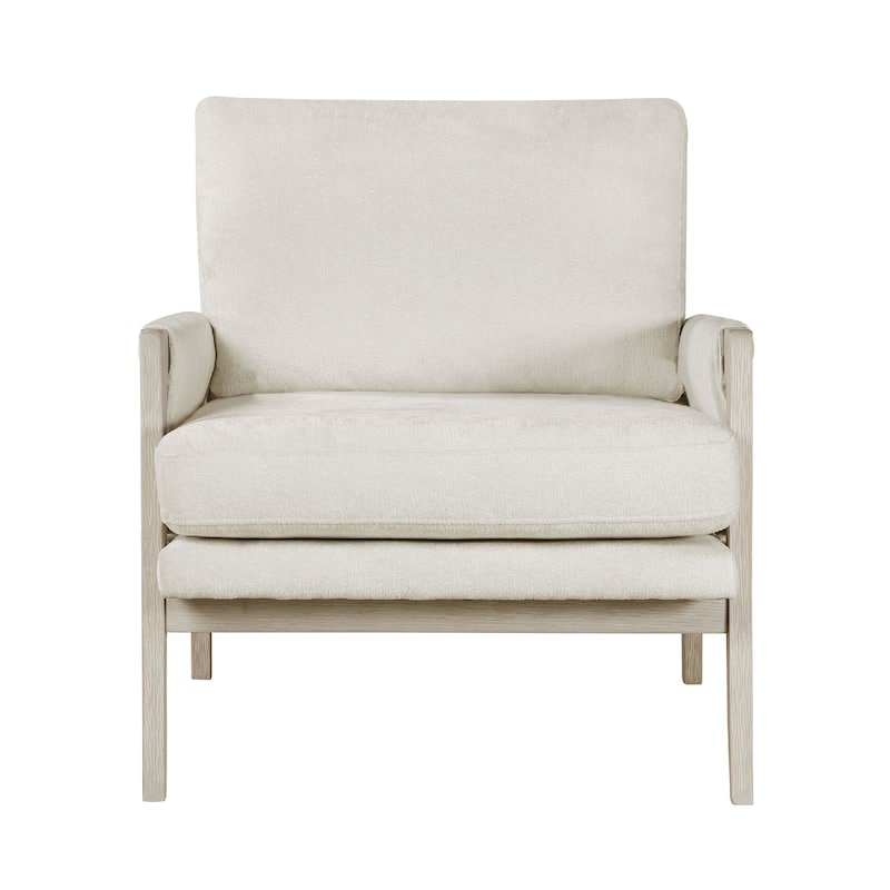 Mao Accent Armchair, Removable Cushion Cover, Soft Ivory Chenille