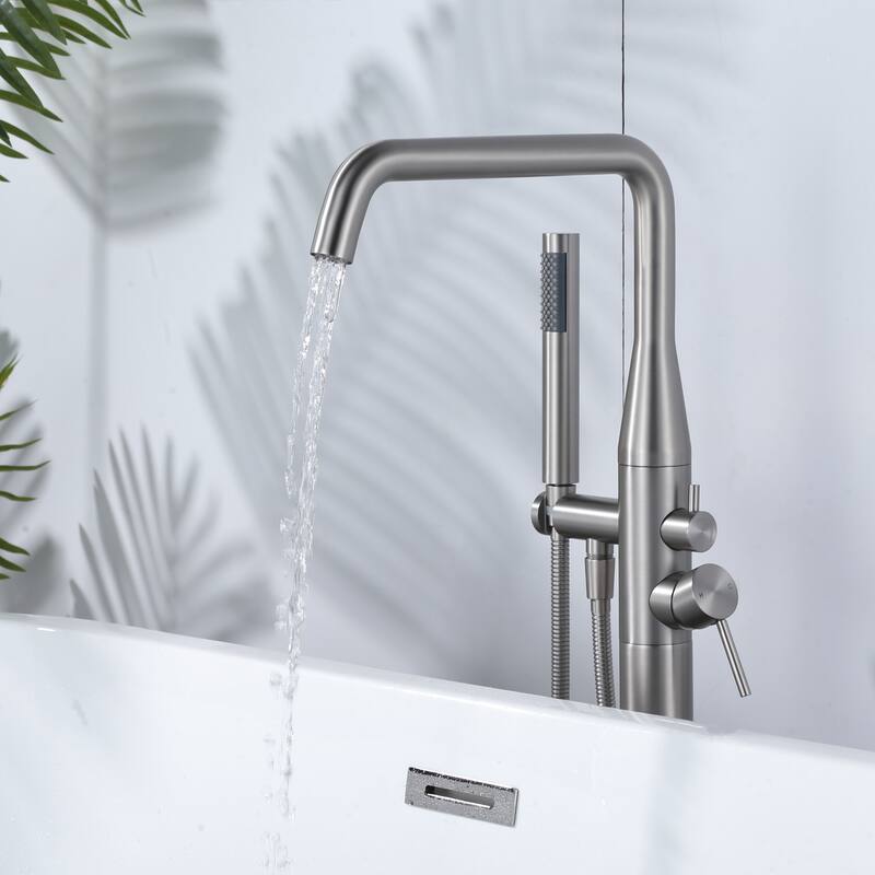 WOWOW Minimalist Freestanding Bathtub Faucet with Handheld Shower
