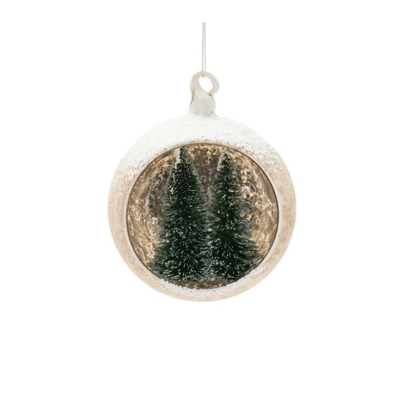Mercury Glass Christmas Ornaments - 5.5" - White and Green - 6ct