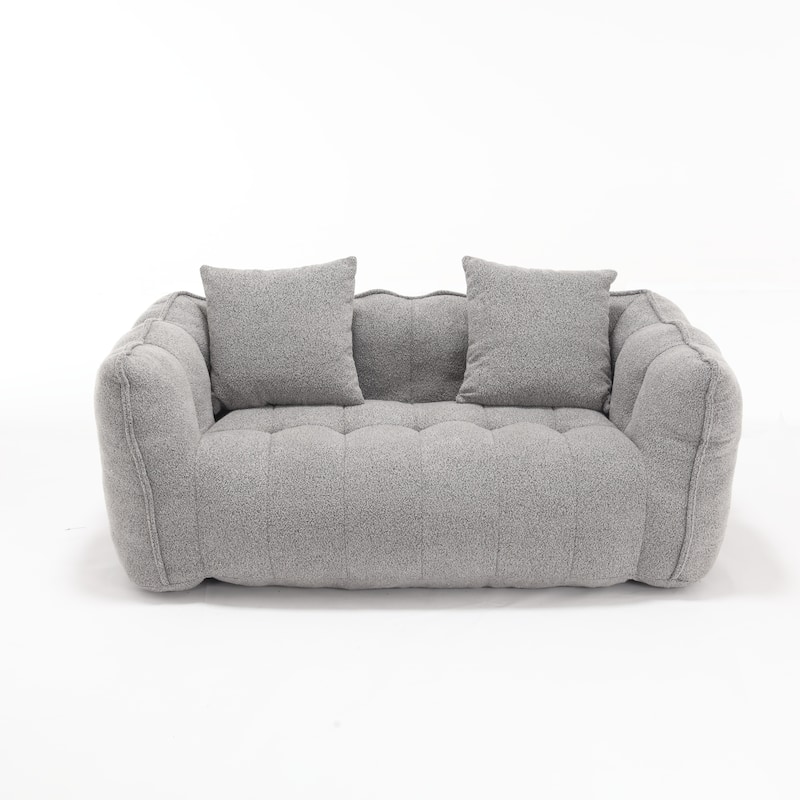 66" Chenille Square Beanbag Chair with High-Resilience Foam Core, Armrests and Handle