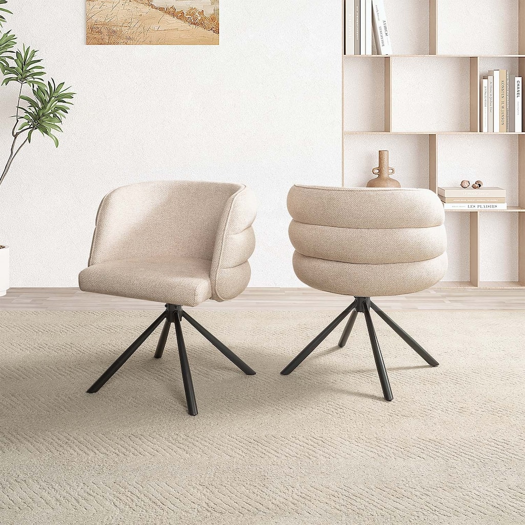 270° Swivel Home Chairs Set of 2,with Metal Base,Comfortable and Stylish for Various Rooms