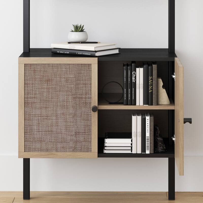 Nathan James Theo Open Shelf Industrial Bookcase with Drawers or Cabinets